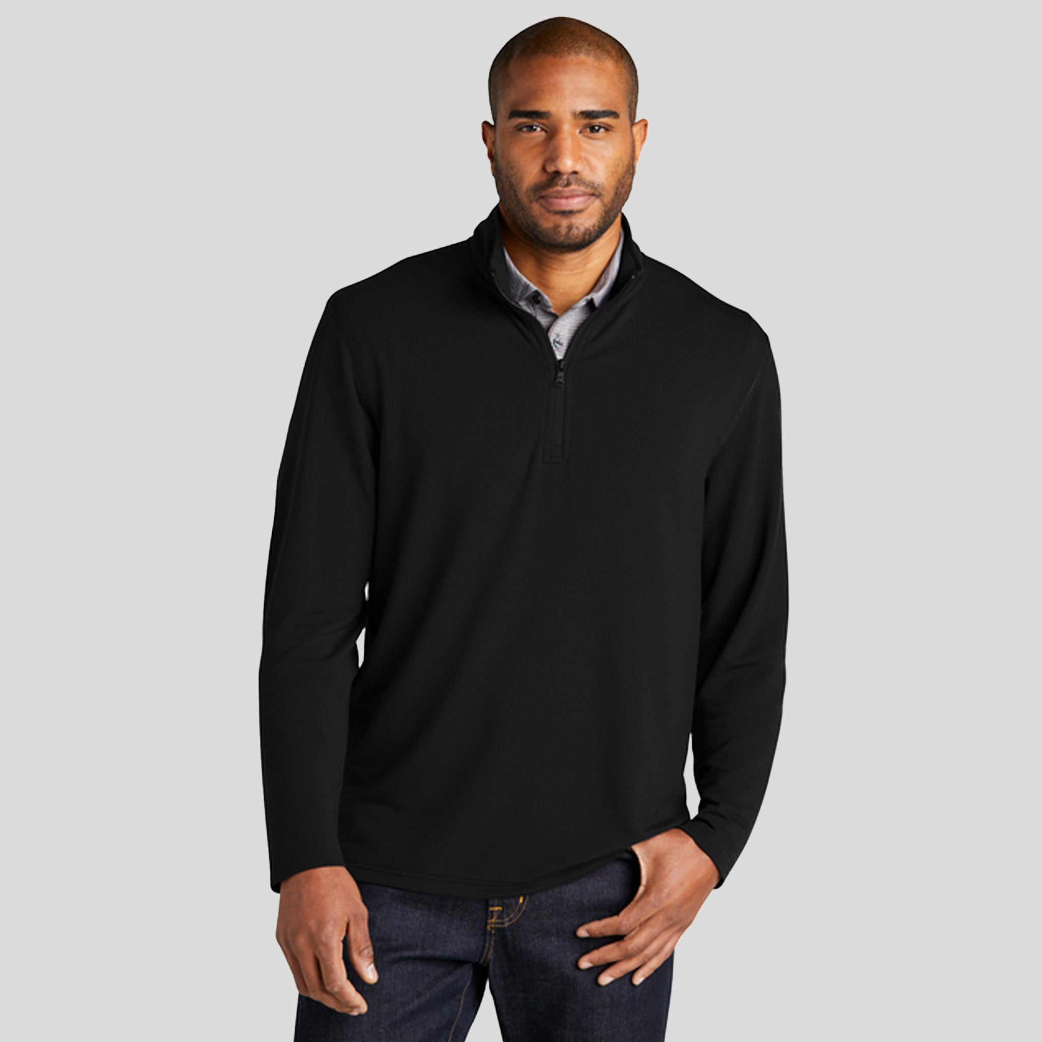 Microterry 1/4-Zip Pullover | Deep Black