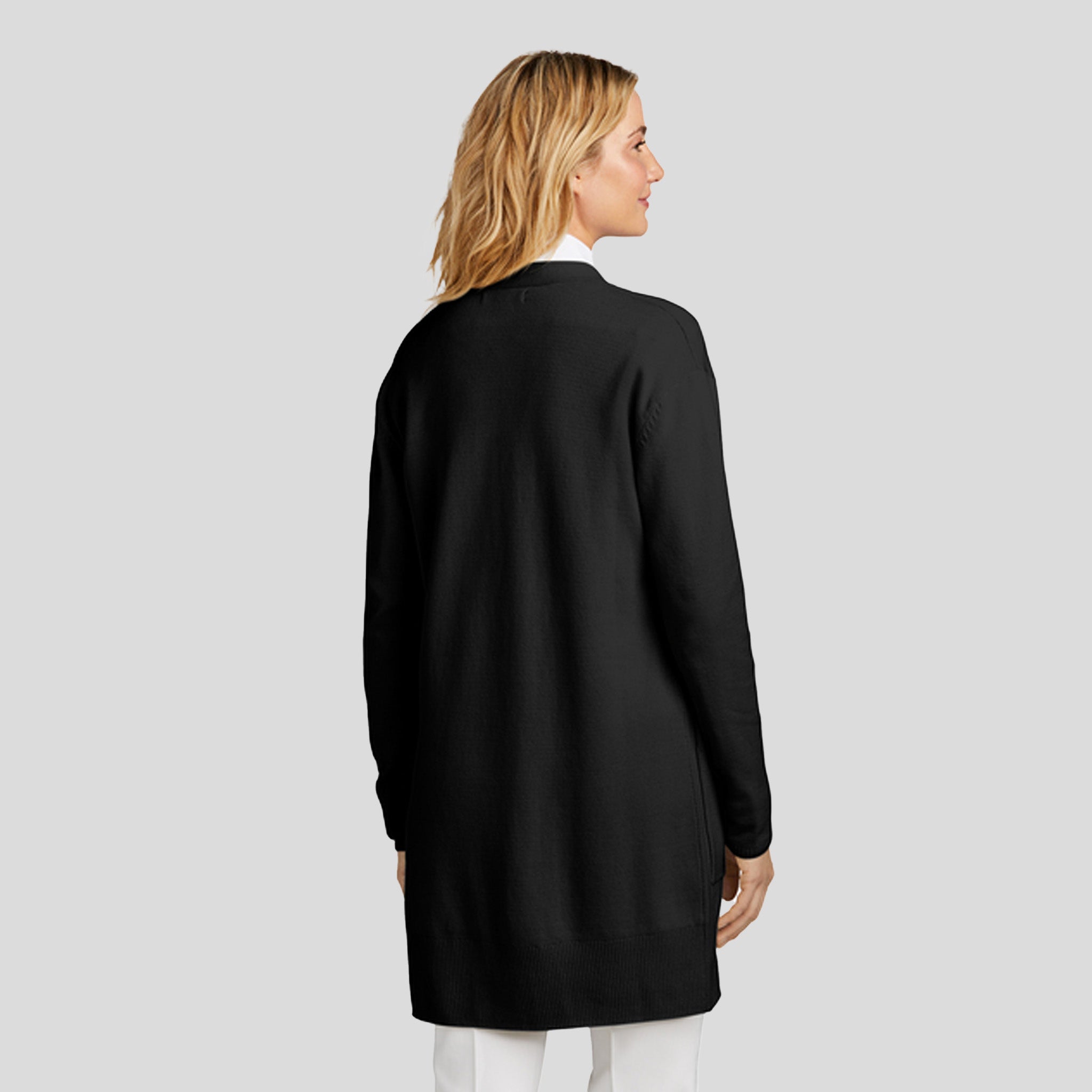 Womenโs Open-Front Cardigan Sweater | Deep Black