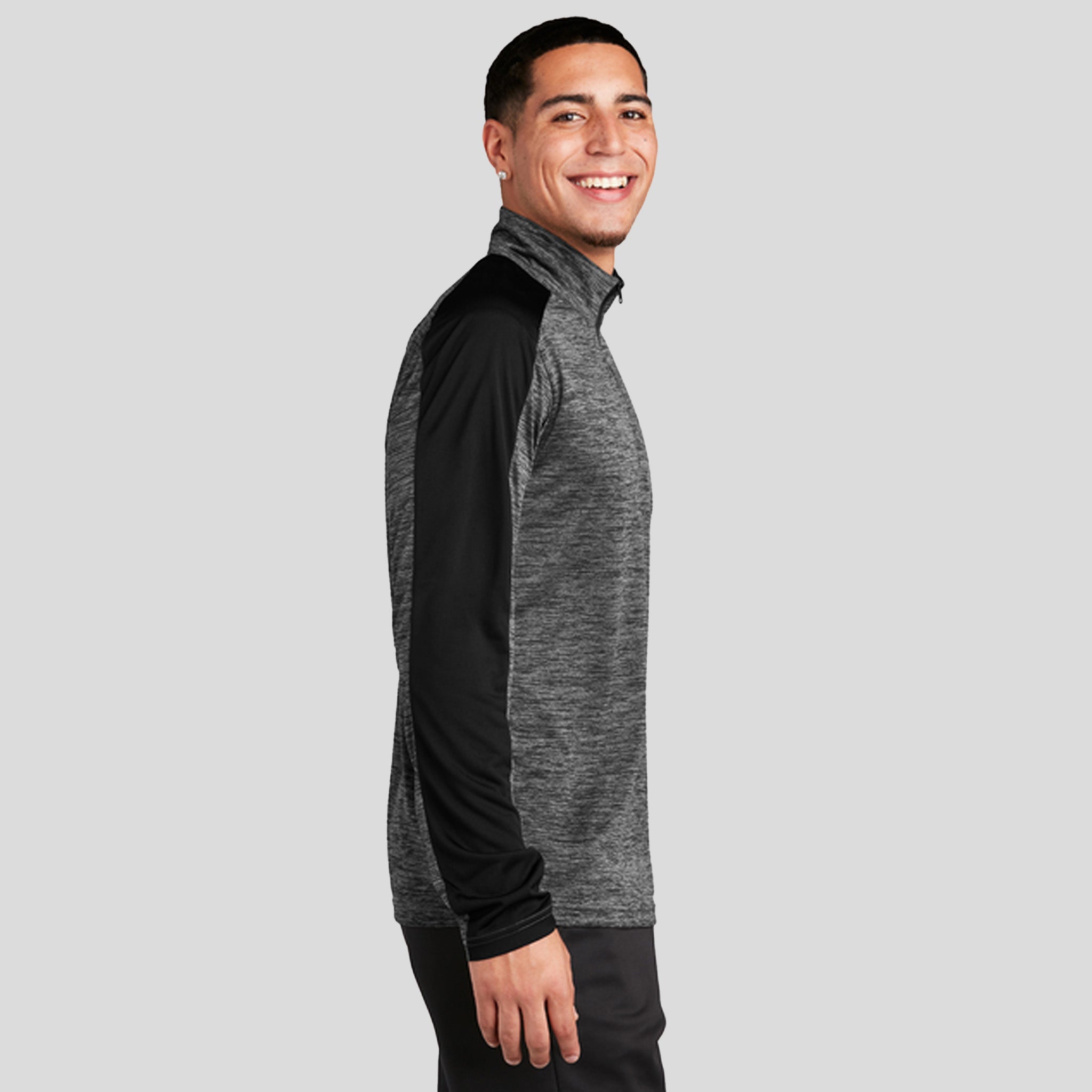 PosiCharge® Electric Heather Colorblock 1/4-Zip Pullover | Grey-Black Electric/Black
