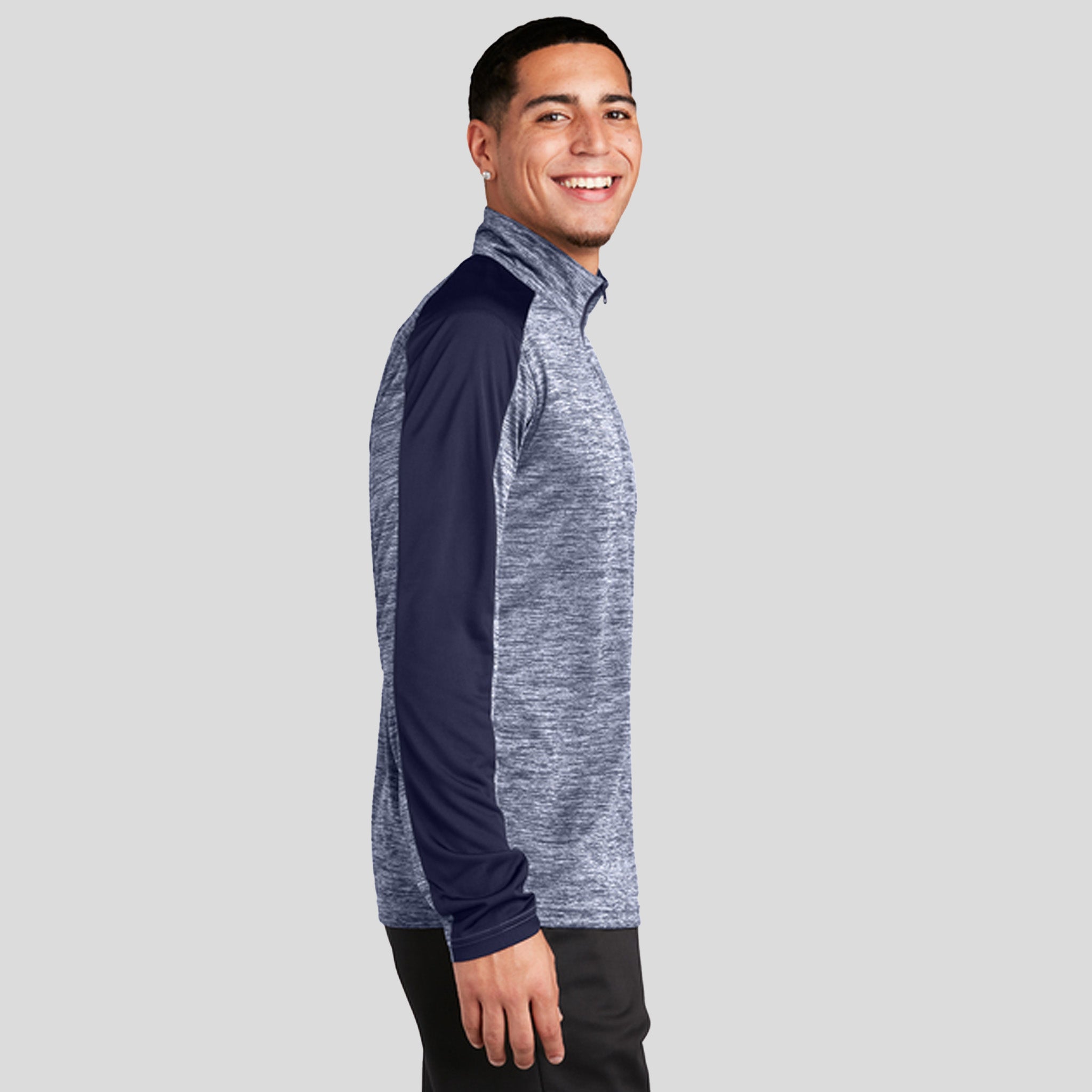 PosiCharge® Electric Heather Colorblock 1/4-Zip Pullover | True Navy Electric/True Navy