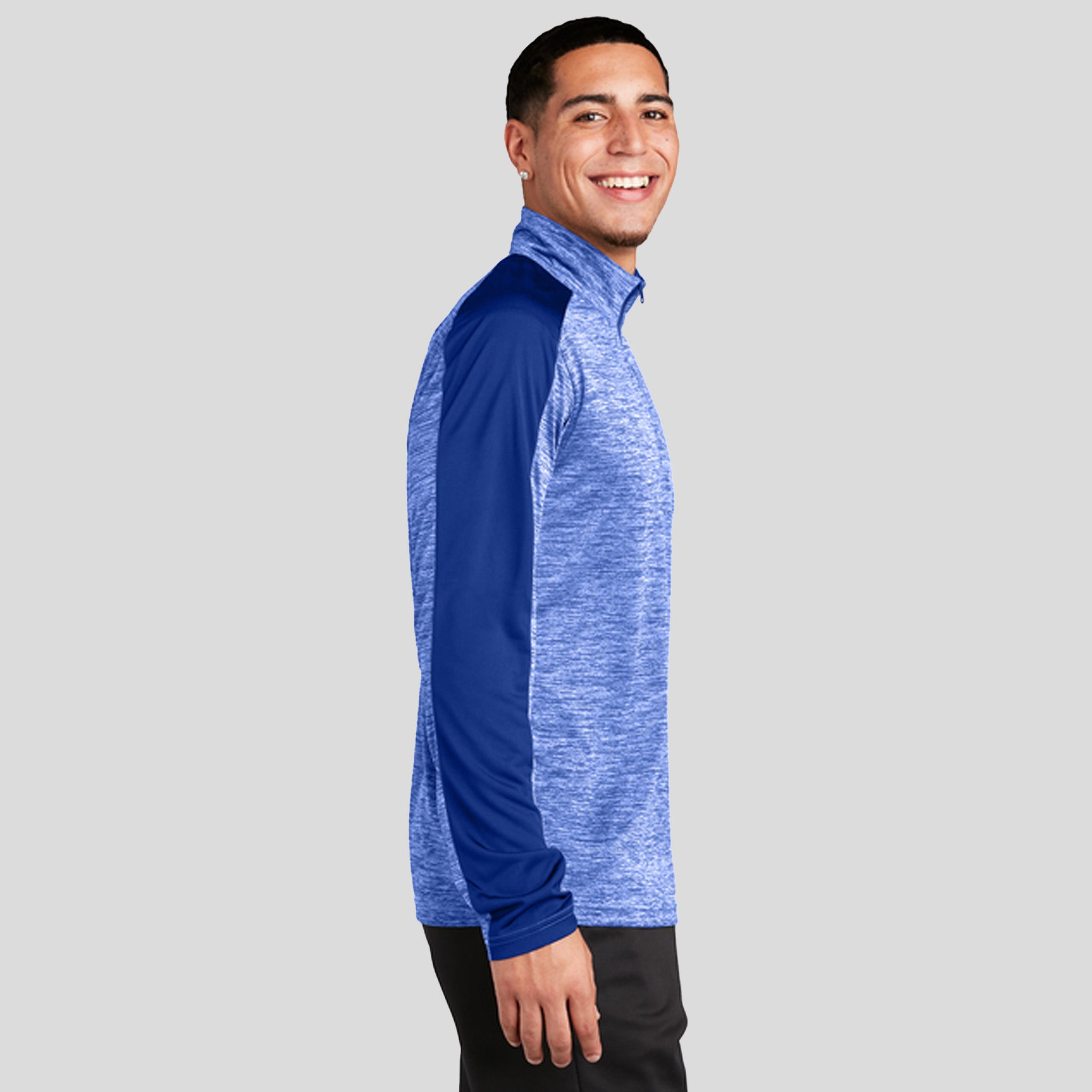 PosiCharge® Electric Heather Colorblock 1/4-Zip Pullover | True Royal Electric/True Royal